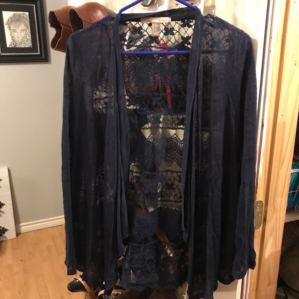 Navy with lace back cardigan